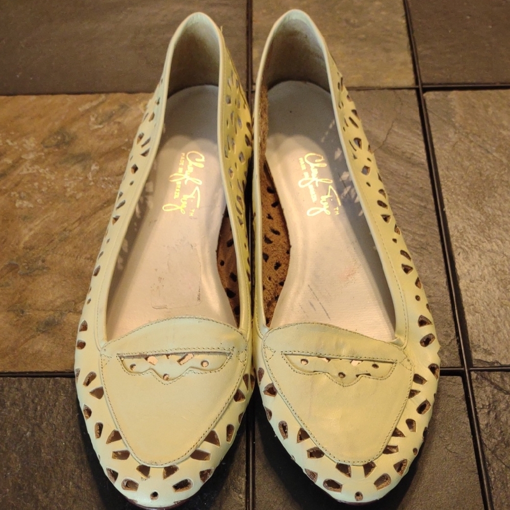 Vintage Cheryl Tiegs Pale Yellow Cut Out Flats